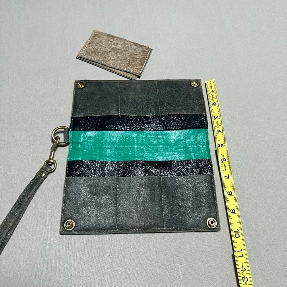 Maya Moon Handmade Recycled Leather Clutch Wallet Wristlet + Card Holder